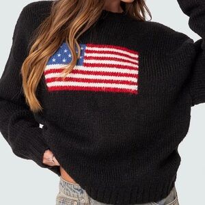 Edikted Black USA Flag Sweater
